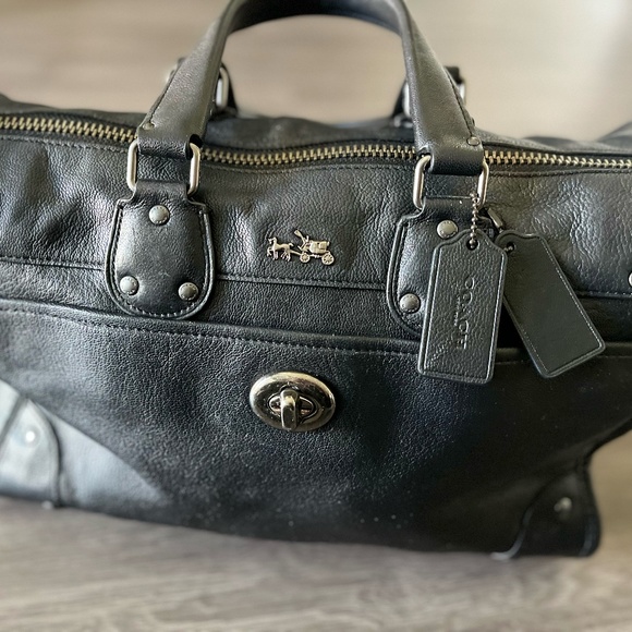 EUC!!! Coach Rhyder 1941 Collection Black Pebbled Leather Satchel Handbag - Picture 2 of 14